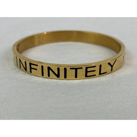 Gold Tone Trust In God Infinitely Hinged Bangle Bracelet Cross Details - Picture 3 of 7